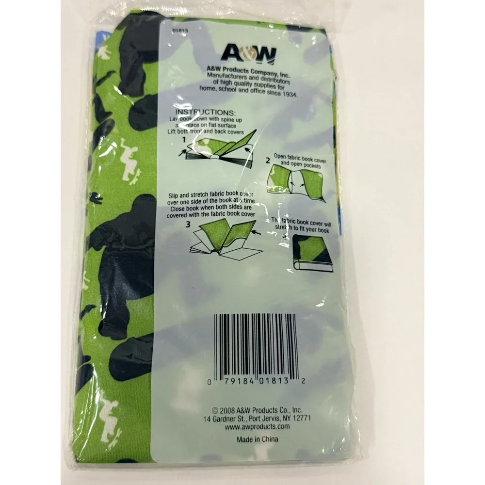 Book Covers Stretch Fabric Adjustable School Textbook Protector Green Skater